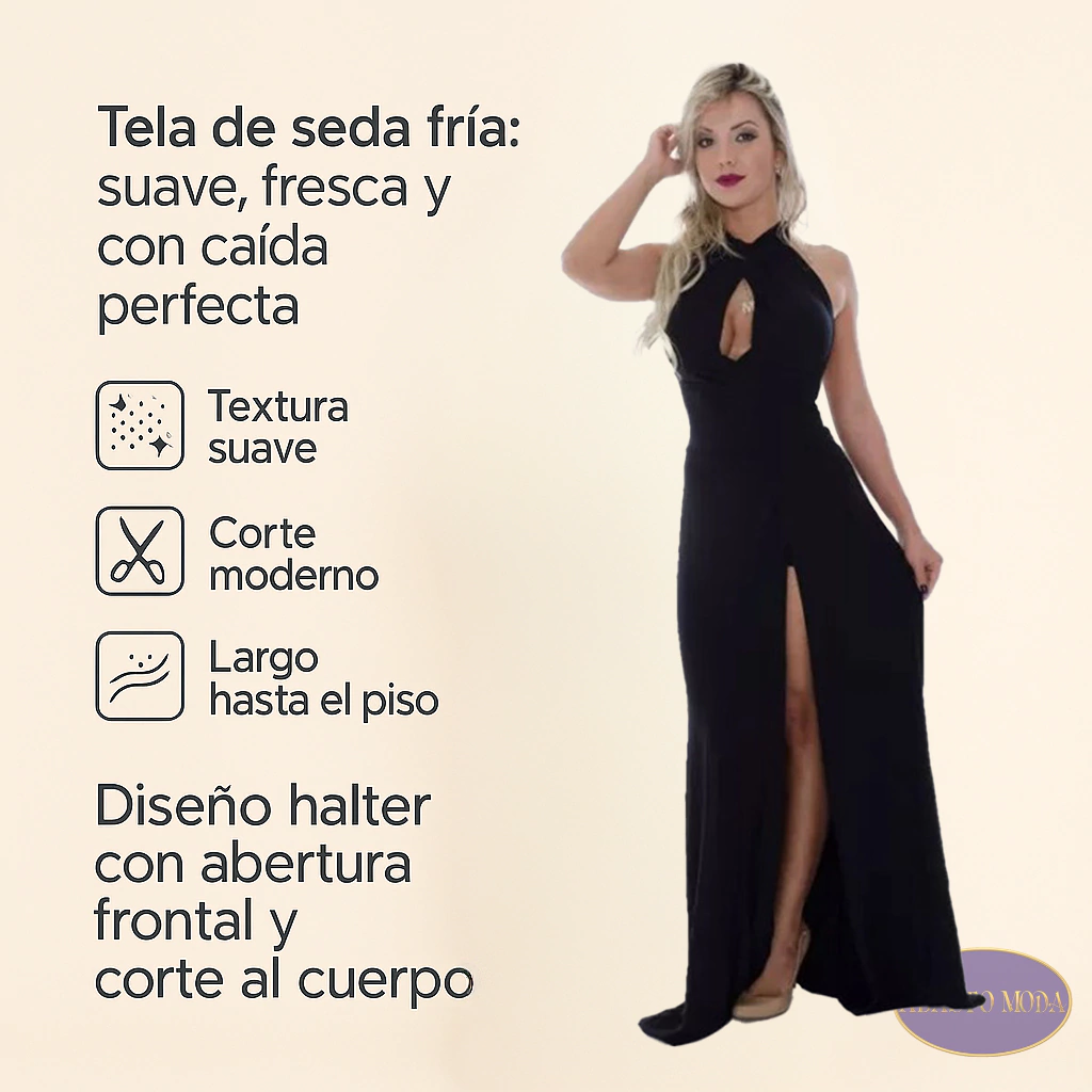 Vestido Largo De Fiesta En Seda Fria Modelo Elegante